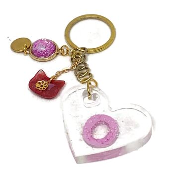 Porte clé doré coeur Rose avec lettre prénom - Bijoux avec initiale 1