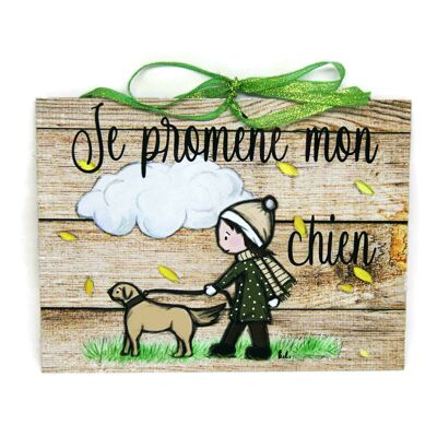 Plaque avec chien - Décoration maison - - Avec ruban