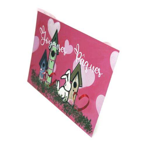 Plaque rose avec lapin personnalisée - Pâques - Décoration maison - Texte de votre choix à préciser