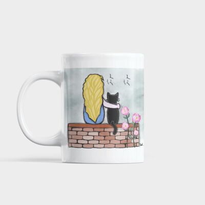 Mug with woman and personalized cat - Tableware