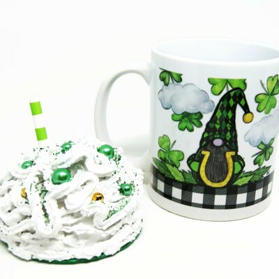 Mug with St Patrick's elf and lid - Tableware - without lid