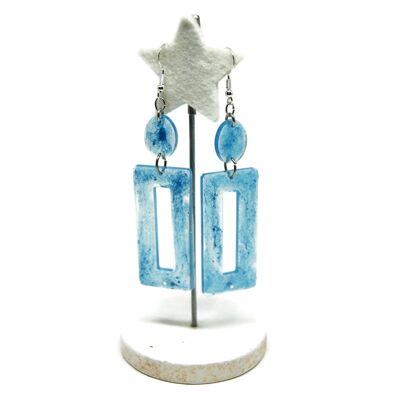 Blue square hoop earrings. - Jewelry