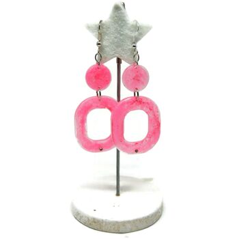 Boucles d'oreilles anneaux roses - Bijoux 4