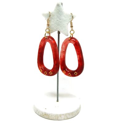 Boucles d'oreilles anneaux rouges - Bijoux