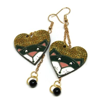 Leopard earrings with cat- Jewelery