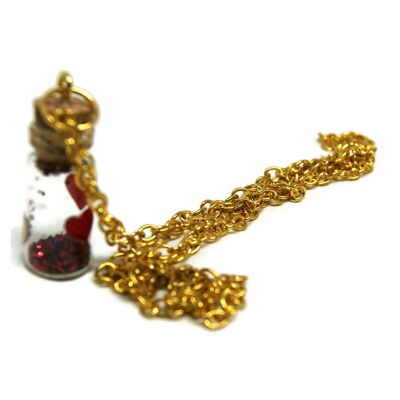 Mini bottle pendant with red sequins - Jewelery