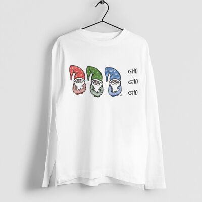 Camiseta navideña de manga larga con tres duendes