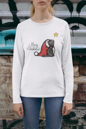 T-shirt manches longues chat de Noël 1