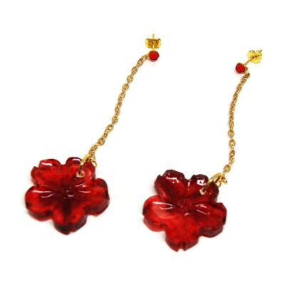 Boucles d'oreilles fleur rouge - Bijoux