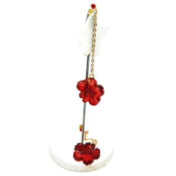 Boucles d'oreilles fleur rouge - Bijoux 2