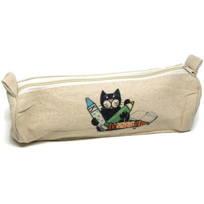 Cotton pencil case with zip and cat - Office items - Unnamed