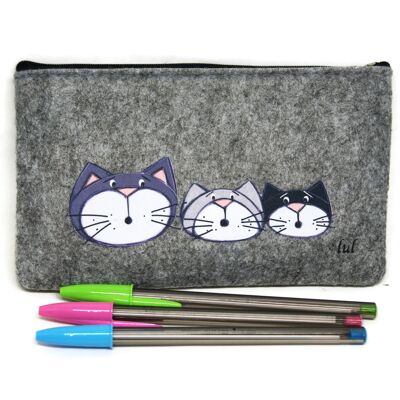 Zip pencil case with cats - Bags and pouches - Gray