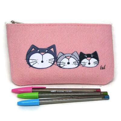 Zip pencil case with cats - Bags and pouches - Pink