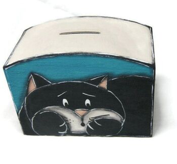 Tirelire bleue avec chat noir - Boites 5