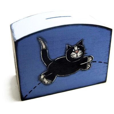 Blaues Sparschwein mit Katze - Boxen