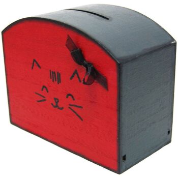 Tirelire avec tête de chat Kawaii rouge et grise - Boites 5