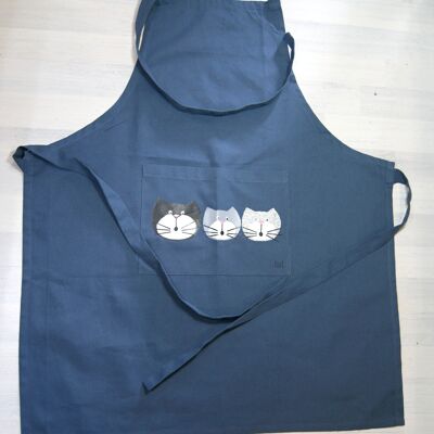 Delantal de cocina azul con tres gatos - Camiseta