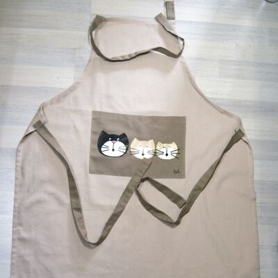 Beige Küchenschürze mit drei Katzen - T-Shirt