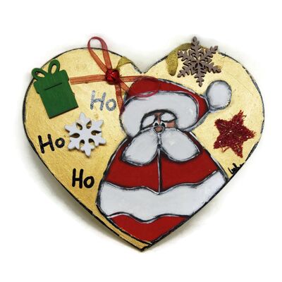 Heart-shaped Santa Claus door plaque