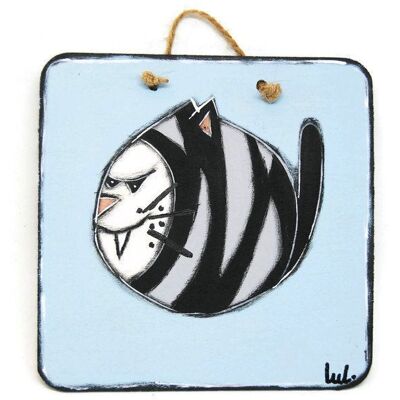 Door plaque with cat fish - Home decoration - With message