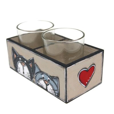 Tealight holders with two cats - Home decoration - tealight candle