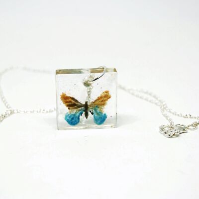 Square pendant with butterfly - Jewelry