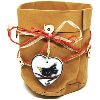 Cachepot with bird decor - Home decoration