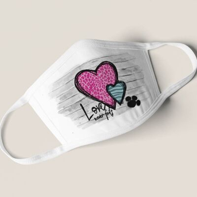 Washable fabric mask with hearts - Pink