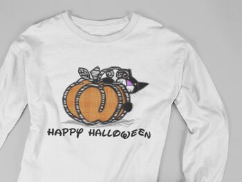 T-shirt manches longues citrouille et chat - Halloween 1