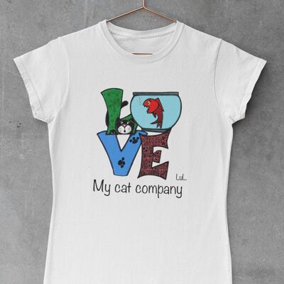 T-shirt da donna gatto e pesci rossi - San Valentino