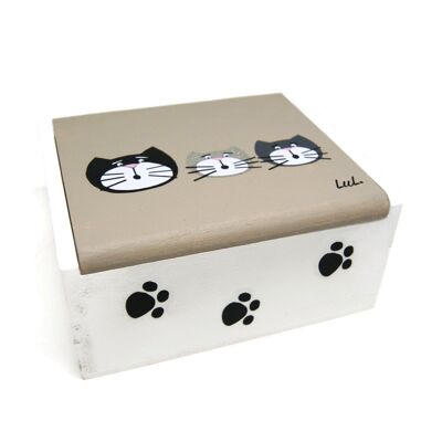 Jewelery box with three cats - Home decoration - Without felt