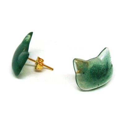 Cat necklace and earrings - Jewelery - Earrings - Green