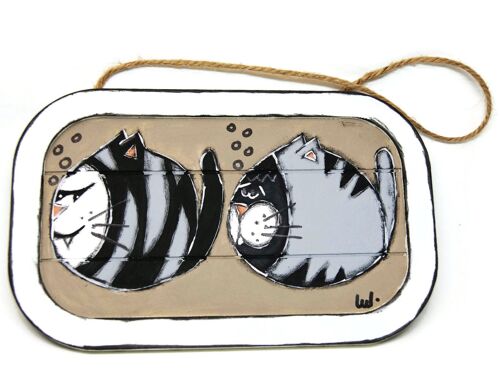 Pancarte avec chats déguisés en poissons - Décoration de maison - Plaque blanche