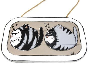 Pancarte avec chats déguisés en poissons - Décoration de maison - Plaque grise 2