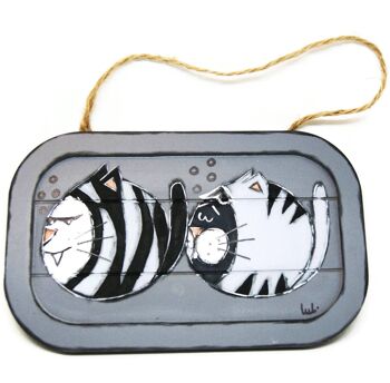 Pancarte avec chats déguisés en poissons - Décoration de maison - Plaque grise 4