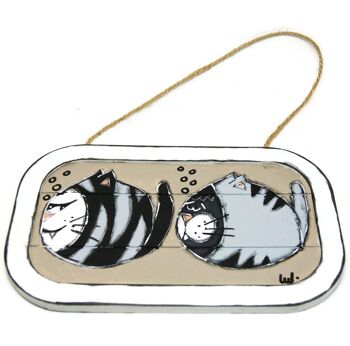 Pancarte avec chats déguisés en poissons - Décoration de maison - Plaque grise 3