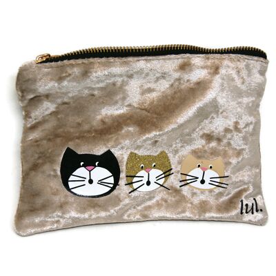 Pochette trousse zippée avec trois chats - Sacs et pochettes