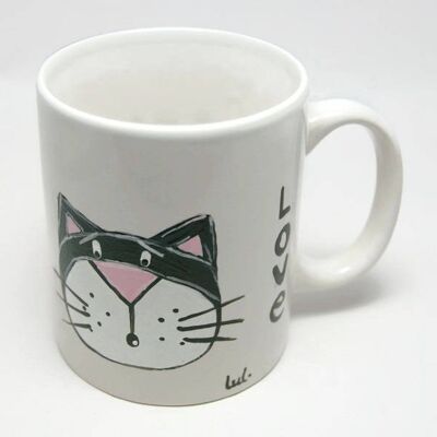 White mug with black and white cat - Tableware