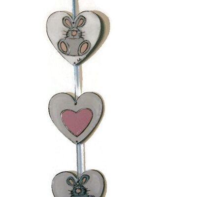 Mobile with rabbit and hearts - Home decoration