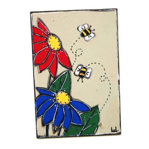 Accroche clés mural fleurs et abeilles - Décoration maison