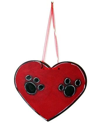 Coeur rouge avec chat tigré gris - Décoration maison 2