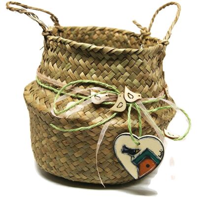 Basket for storage with bird decoration - Home decoration