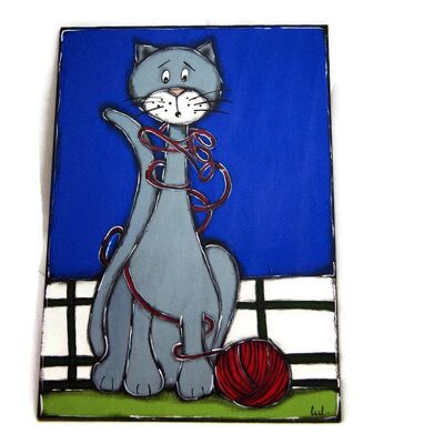 Blue cat painting - Home decoration