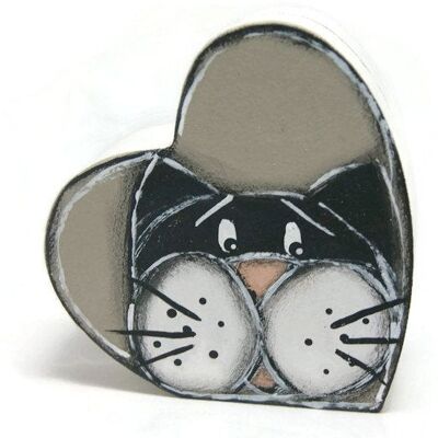 Heart photo holder with black cat - Office supplies