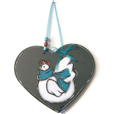 Heart with white hen - Home decoration