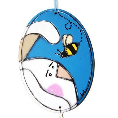 Blue mobile with white rabbit - Home decoration