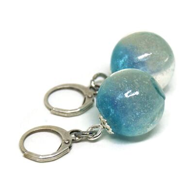 Boucles d'oreilles boules bleues - Bijoux