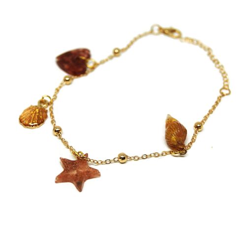 Bracelet de cheville avec coquillages ambrés - Bijoux - été