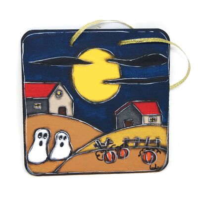 Plaque de porte paysage d'Halloween