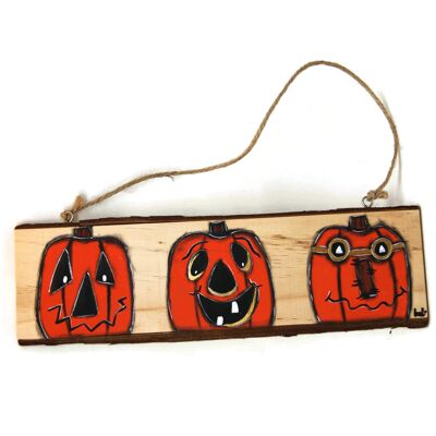 Placa de puerta con tres calabazas - Halloween